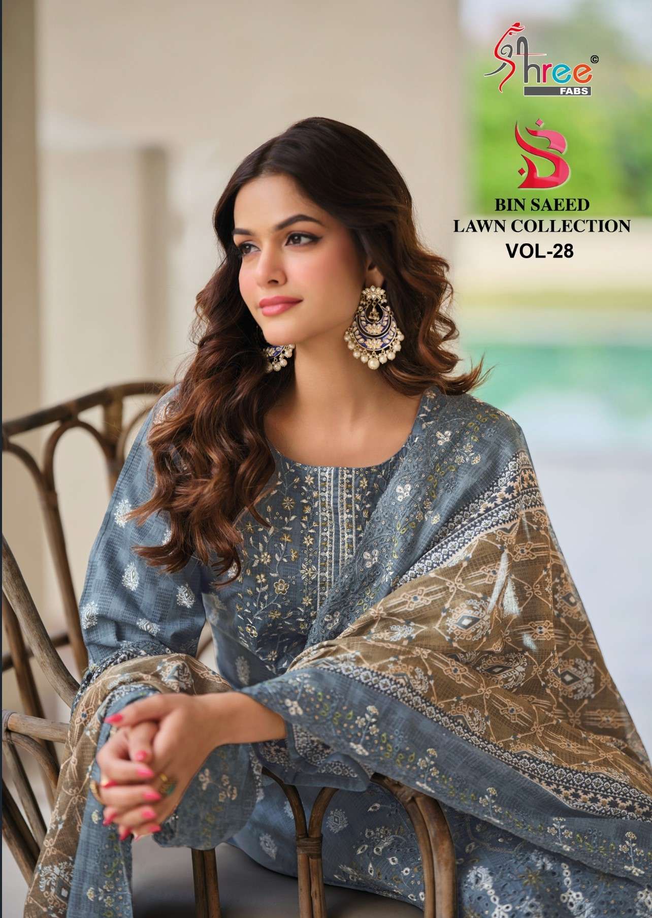 BIN SAEED LAWN COLLECTION VOL - 28 OPEN & MODEL PIC BY SHREE FABS